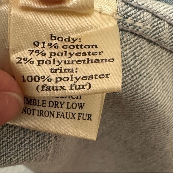 Dylan Denim Trucker Jacket M Sherpa Collar faux fur jean button up - Picture 6 of 8